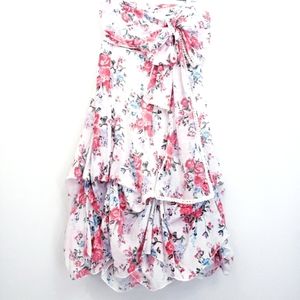 Nwot Elan White w/Pink Floral Tiered Midi Skirt